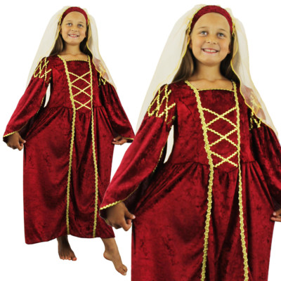 REICHE TUDOR PRINZESSIN ROTES KLEID KINDER HISTORISCHE SCHULE VIKTORIANISCHES KOSTÜM
