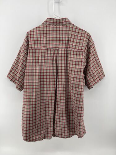 Vintage Chaps Ralph Lauren Button Shirt Mens Size XL Red Tan Plaid Short Sleeve - Picture 3 of 7