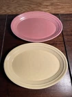 2 Fiesta Ware HLC Oval Luncheon Plates 9.5" x 7" Pink Yellow VTG