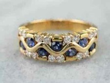 2Ct Round Cut Lab Created Blue Sapphire Wedding Band Ring 14K Yellow Gold Plated