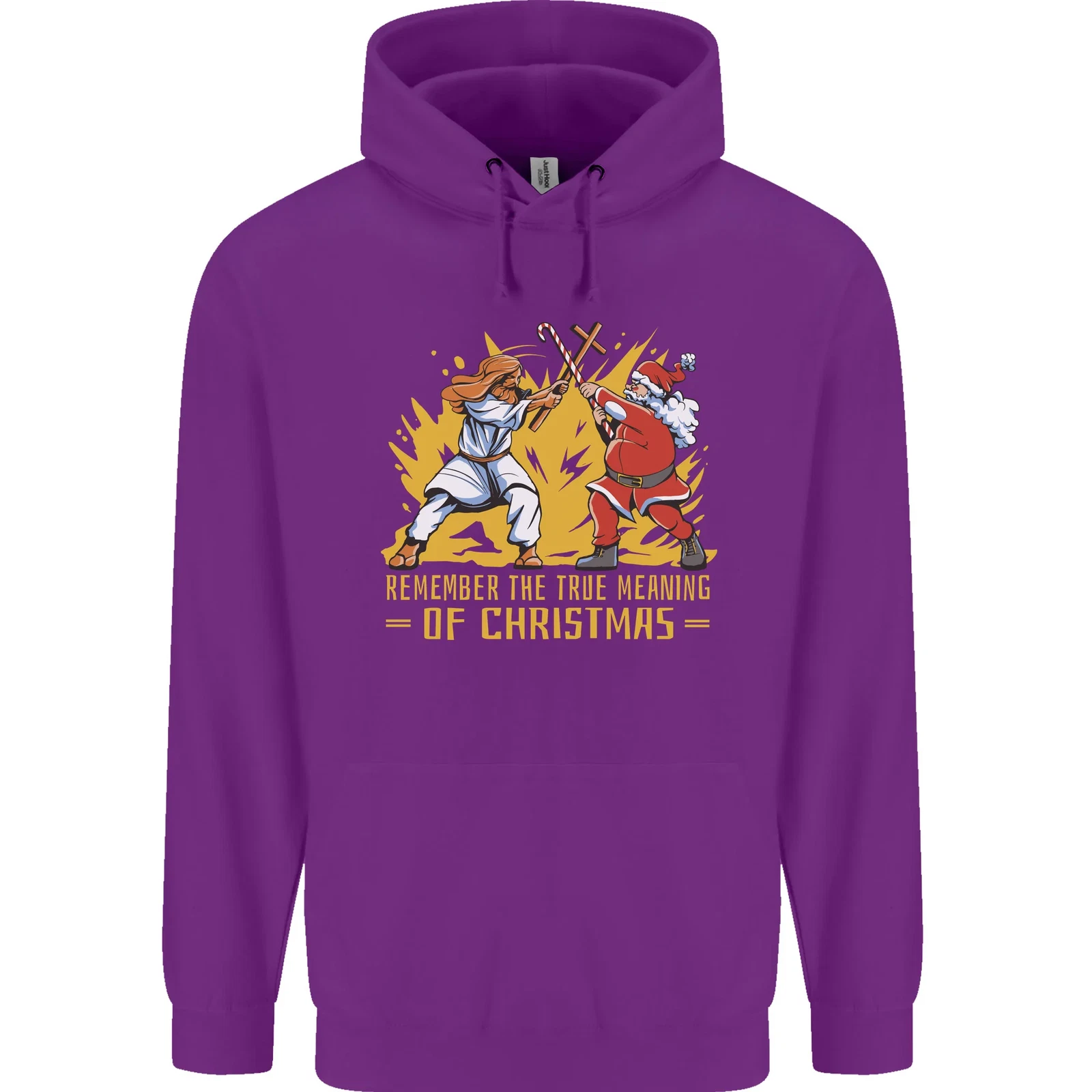 Santa vs Jesus Funny Christmas Hoodie for Men
