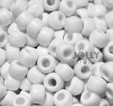Flat Matte White 9x6mm USA made Pony Beads 500pc crafts kandi jewelry