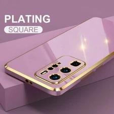 For Samsung S25 S21 S24FE A14 A35 A53 A54 Plating Silicone Soft Rubber Slim Case