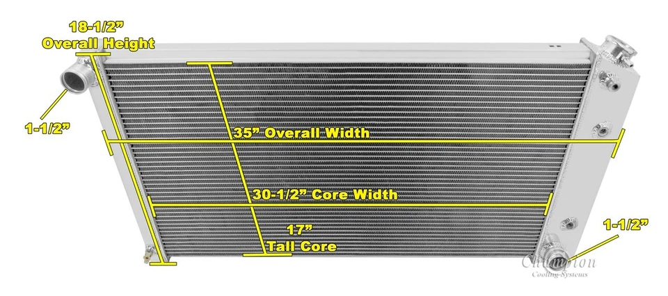 CAMPEÓN 3 FILAS ALUMINIO CUBIERTA RADIADOR VENTILADORES 14" 77-92 CADILLAC BUICK PONTIAC  Foto 3 de 3