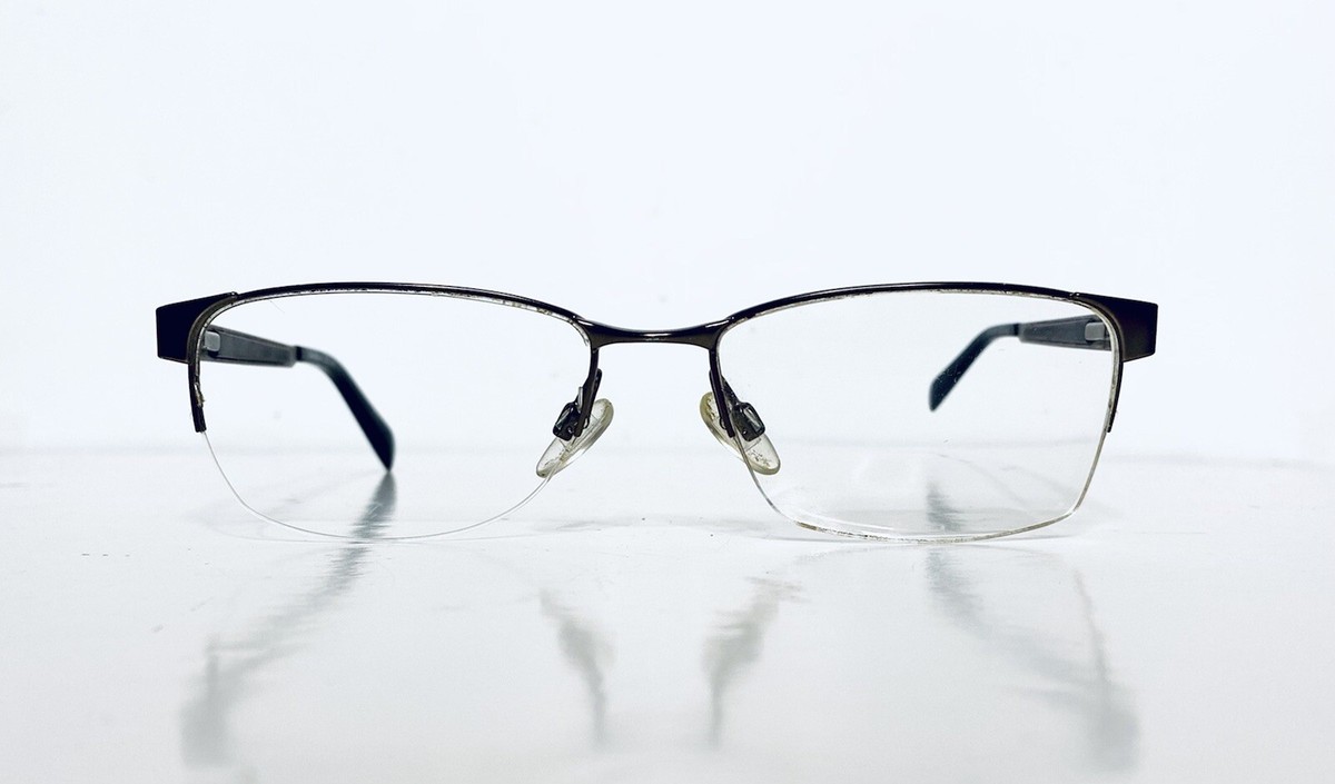 Eddie Bauer Mocha Brown Half Rim Metal Wayfarer Glasses W Flex
