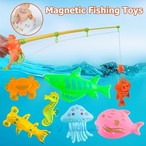 Toddler Toys Magnetic Fishing Rod & 6 Bath Toy Fishes For Kids Toddlers Children - Picture 2 of 14