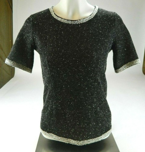 Cabi Black Gray Coco Reverse Knit 