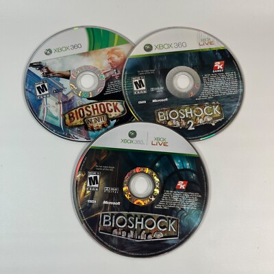 Microsoft Xbox 360 Bioshock 1 2 Infinite Trilogy Bundle Lot - DISC ONLY