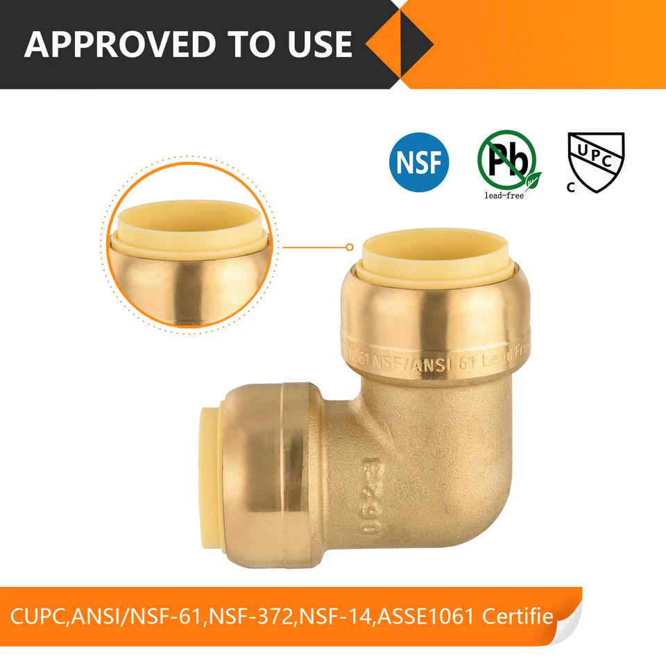 Accesorios de latón codo de 90 grados EFIELD (2 a 100 paquetes) 3/4" sin plomo Foto 4 de 4