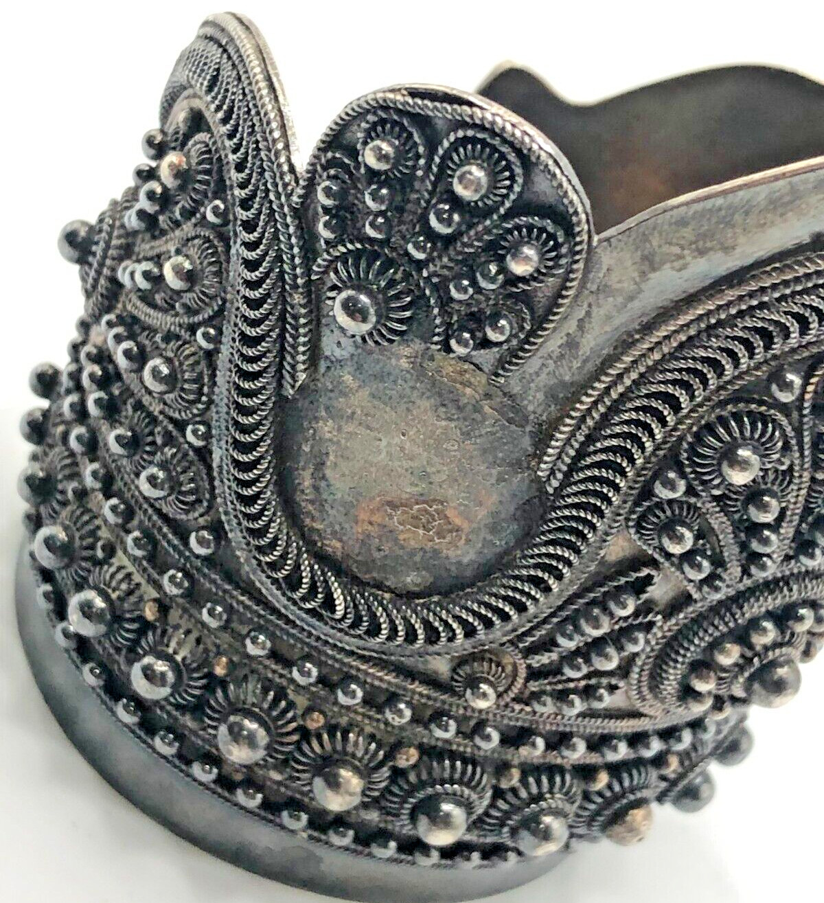 Vintage Solid Silver-Plated Cuff Bracelet MOL - image 2