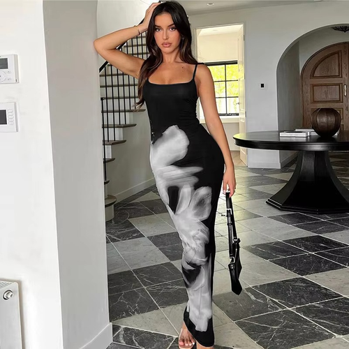 Women's 2025 Summer Floral Spaghetti Strap Maxi Dress Bodycon Backless Dresses - Bild 9 von 29