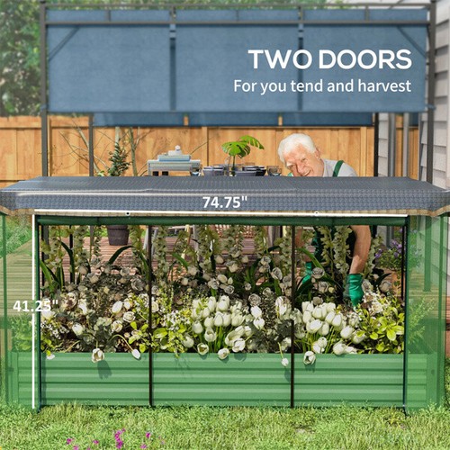 Green Raised Garden Bed w/Crop Cage and Shade Cloth 90.5" W x 43.25" D x 43.25" - Picture 3 of 11