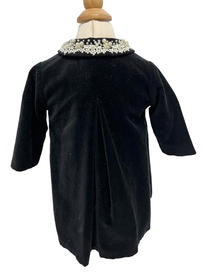 Biscotti Collezioni Bebé Niña Chaqueta Abrigo Terciopelo Negro Talla 18 Meses Foto 3 de 4