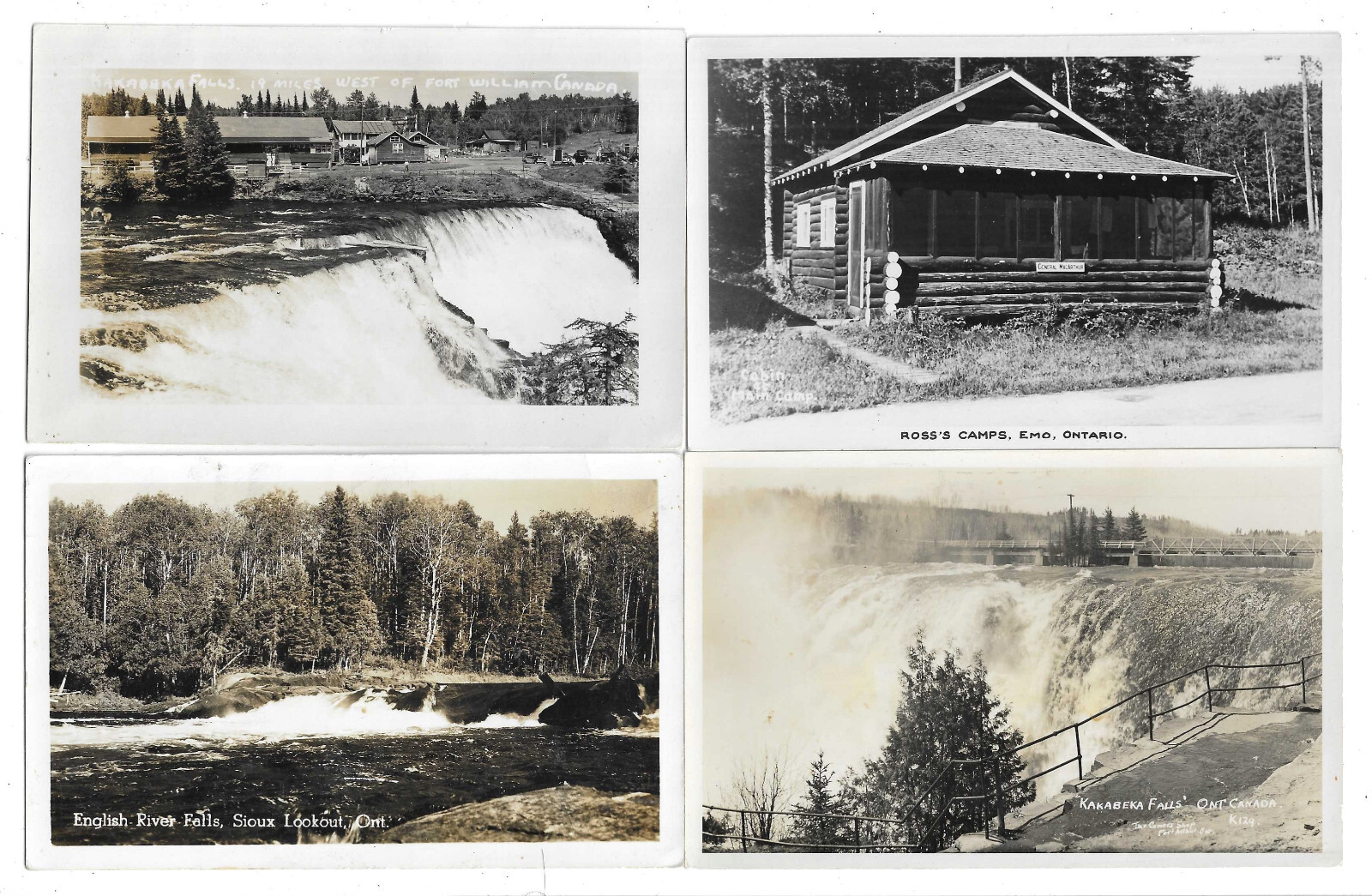 Lot of 4 RPPC Postcards ON Ontario Canada Emo Sioux Lookout Kanabena Falls etc eBay