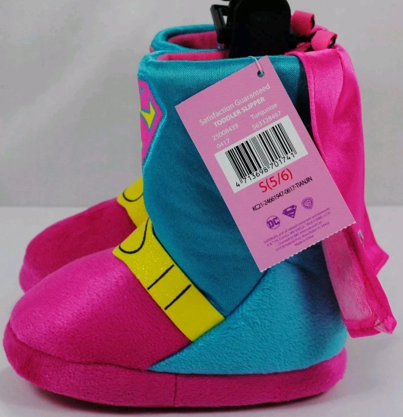 Zapatilla/zapato sin cordones SuperGirl DC Comics rosa/verde azulado para niñas pequeñas: 5/6-9/10 Foto 2 de 4