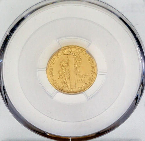 2016-W Gold Mercury Dime 10C Graded by PCGS as SP70 First Strike 100th Ann. - Picture 4 of 4