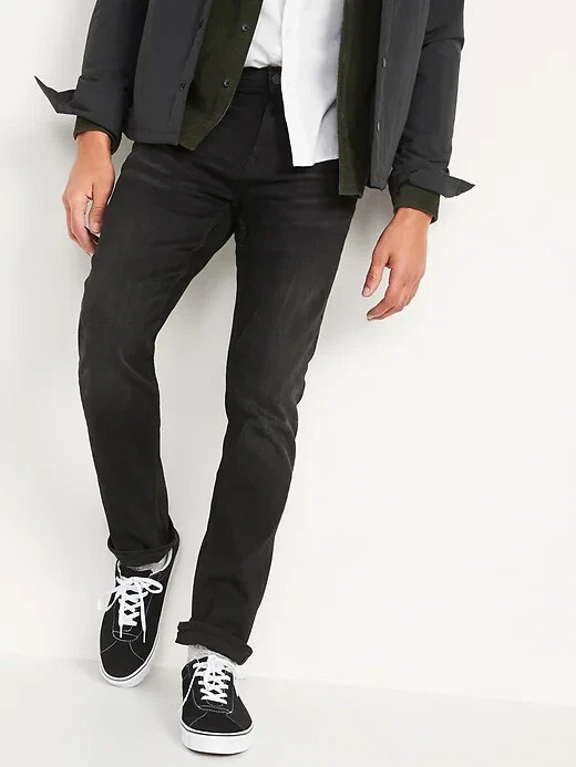 Mens slim cheap black jeans