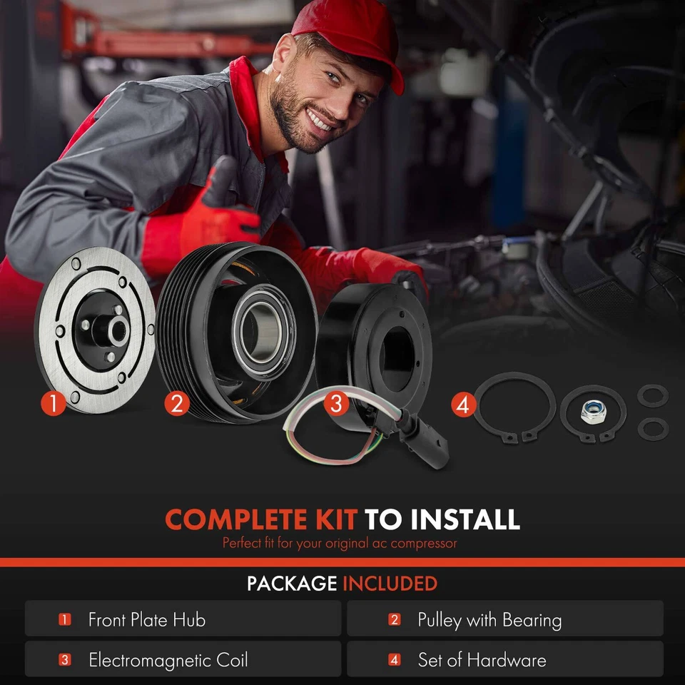 Kit embrague compresor aire acondicionado para Audi TT Quattro Volkswagen Beetle Golf Jetta R32 Foto 2 de 4