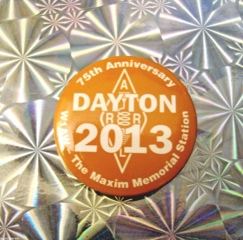 ARRL 75TH ANNIVERSARY W1AW DAYTON 2013 HAM RADIO OPERATOR ROUND PIN BUTTON