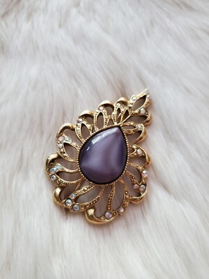 Elegant Gold and Purple Vintage Brooch Antique Purple Enamel Pansy Brooch of 14k Gold by Krementz  main image 3