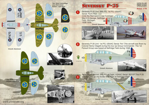 Druckwaage 72-148 - 1/72 Aufkleber für Seversky P-35 (Flugzeug Nassaufkleber) - Bild 7 von 12