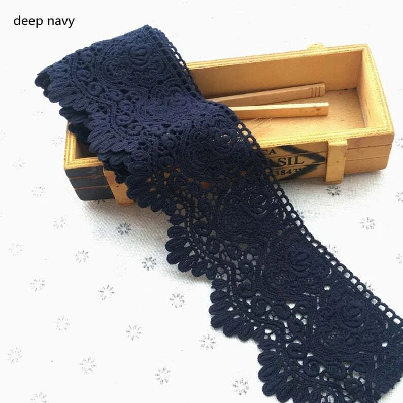 3.5" Wide Vintage Cotton Lace Crochet Embroidery Scallop Edge Sewing Trim 1 Yard - Image 2 of 4