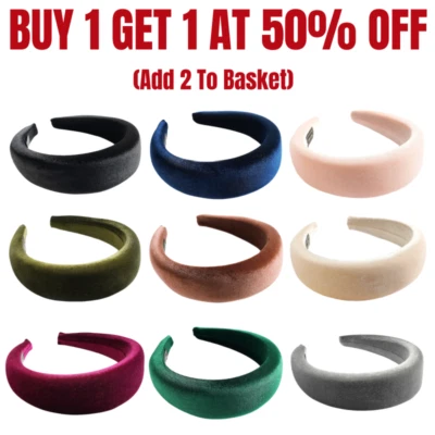 Wide Soft Padded Headbands Women Alice Bands Ladies Velvet Hair Bands Head Band