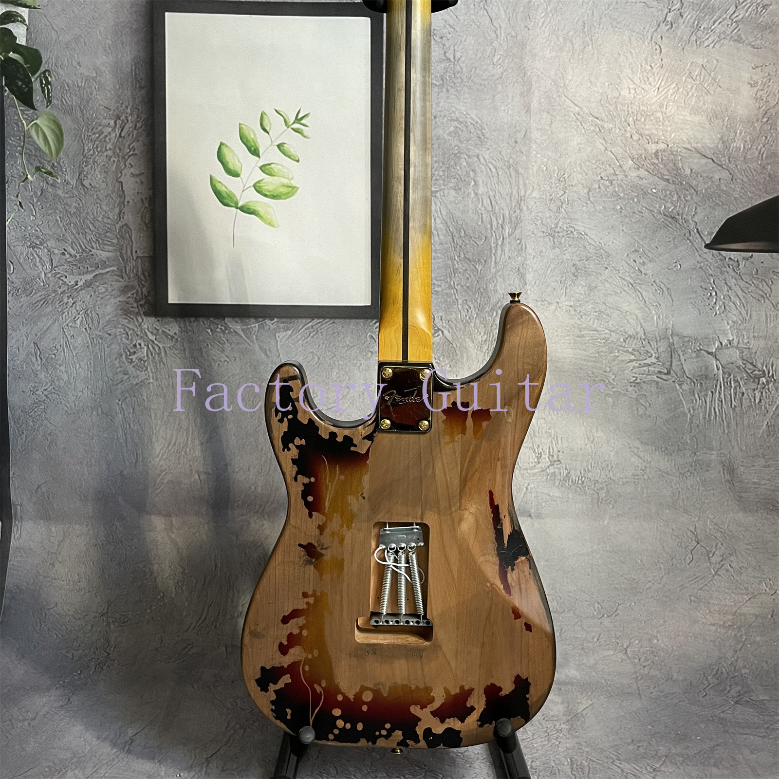 Relic Finish Solid Body Electric Guitar Gold Parts 3S Pickups Rosewood