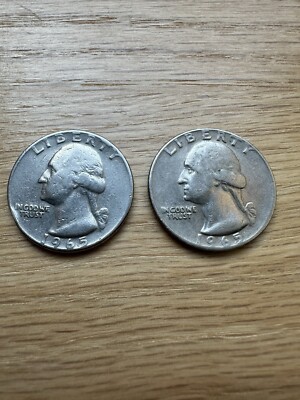 Two! 1965 Liberty No Mint Marker Quarter Coins Error!