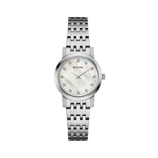 Bulova Women's Classic Quartz Gemmed Silver Stainless Steel Watch 27 MM 96P175