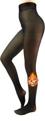 X-CHENG Fleece Lined Tights Sheer Women Fake Translucent Warm Pantyhose Leggi