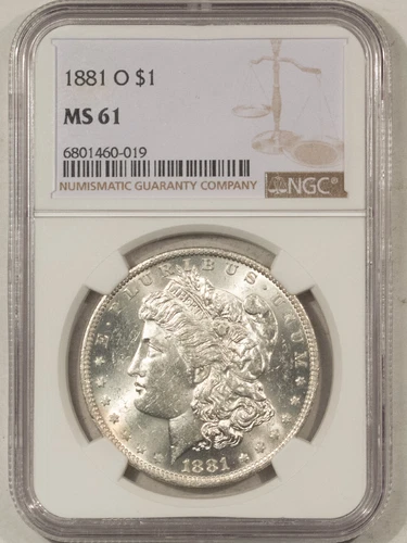 1881-O $1 MORGAN DOLLAR - NGC MS-61, BLAST WHITE