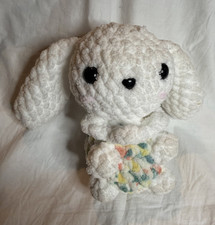 White Crochet Bunny Rabbit Plush Stuffed Animal Multicolor Small 8in Easter