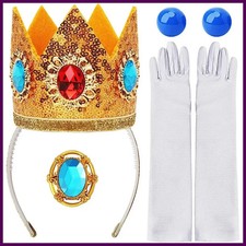 Princess Crown Headband Set Peach Cosplay Prop Kids Girls Halloween Carnival