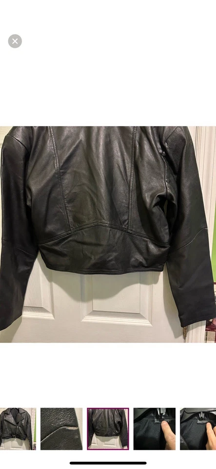 Chaqueta de cuero negra vintage EASYRIDER para motocicleta pequeña defectuosa Foto 3 de 3