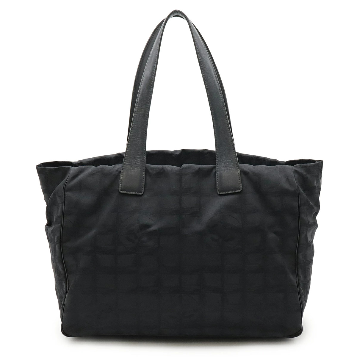 CHANEL Travel Line Tote MM Shoulder Bag Black Nylon