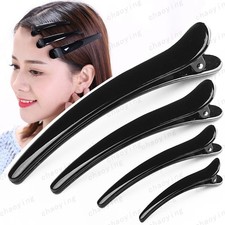 Pro Salon Alligator Hair Clips - Black Plastic Clamps 78mm/95mm/120mm Hairdress