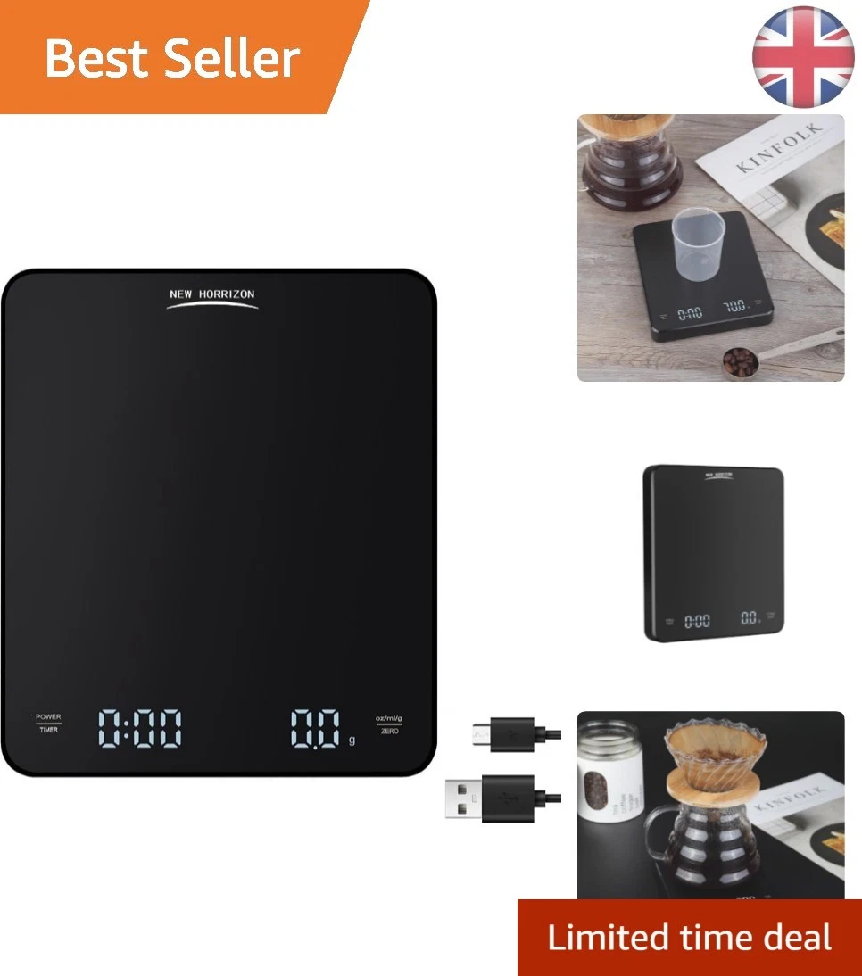 Compact Black Digital Kitchen Scale with Tare Function - Perfect for Coffee