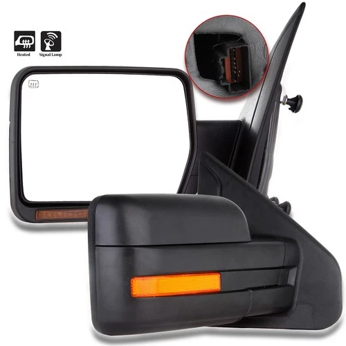 Pair Power Heated Turn Signal Puddle Light Tow Mirrors For 2007-2014 Ford F150