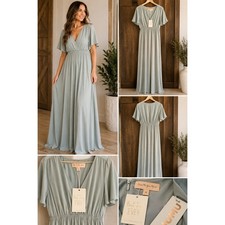 Show Me Your Mumu Godshaw Goddess Gown Womens Medium Silver Sage Maxi Dress NWT