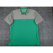Oakley O-Hydrolix Golf Polo Shirt Mens XL Green Grey Striped Colorblock XL/TG