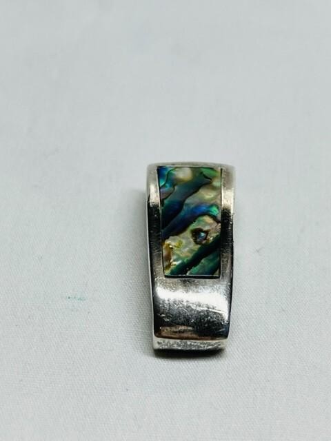 Sterling Silver - Abalone Inlay Rectangular Penda… - image 5