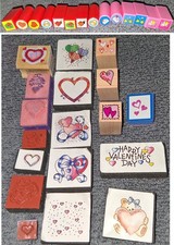 Lot of 32 Small Mini Valentine's Day Valentine Hearts Teddy Bear Rubber Stamps