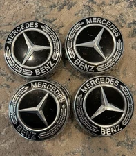 Set of 4 Mercedes Benz Center Caps Black 75mm/2.95Inch Will Fit Most Models