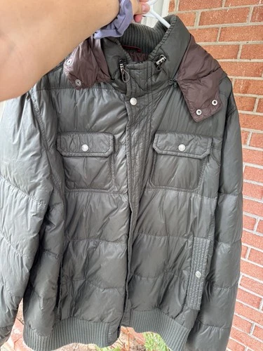 Brunello Cucinelli Men's Olive Green Hooded Quilted Goose Down Puffer Jacket image 8