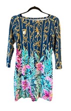 Lilly Pulitzer Tropical Floral Bamboo Stretch Shift Dress XS Resort Vacay Beach