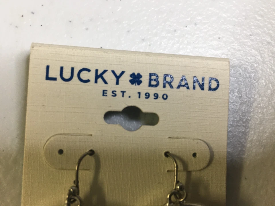 Brincos Silvertone novos em folha Lucky Brand turquesa lágrima caída - Imagem 2 de 4