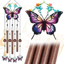 Butterfly Wind Chimes for Outside,Metal Windchimes with S Hook with Playful Desi