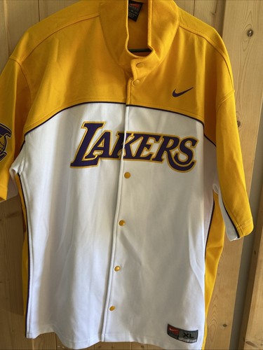 VTG Los Angeles Lakers Nike Shooting Warmup Snap Shirt Mens XL White Basketball - Picture 2 of 23