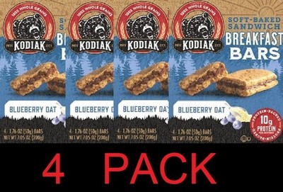 KODIAK Blueberry Oat Soft Baked Breakfast Bars - 4 Bars in 1 Box - 4 PACK